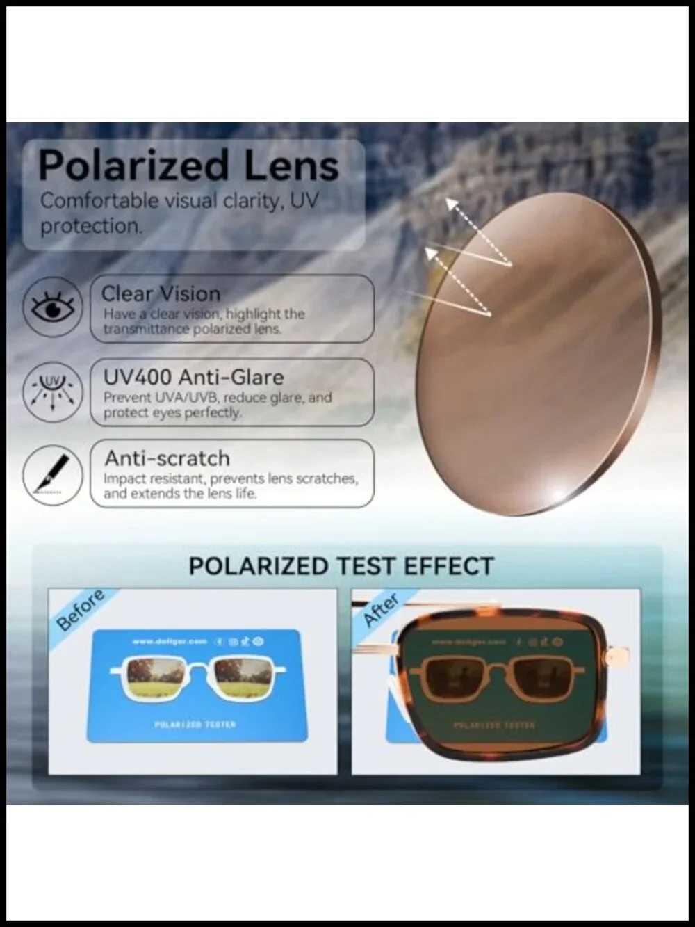 Polarized Aviator Sunglasses Retro Rectangle UV Protection